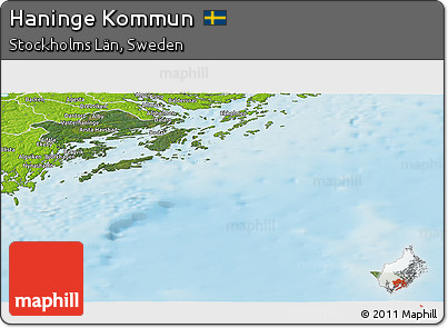 Satellite Panoramic Map of Haninge Kommun, physical outside
