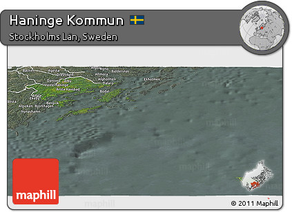 Satellite Panoramic Map of Haninge Kommun, semi-desaturated