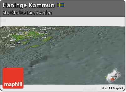 Satellite Panoramic Map of Haninge Kommun, semi-desaturated