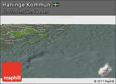 Satellite Panoramic Map of Haninge Kommun, semi-desaturated