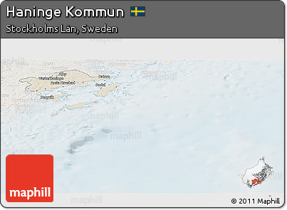Shaded Relief Panoramic Map of Haninge Kommun, lighten