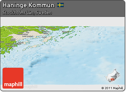 Shaded Relief Panoramic Map of Haninge Kommun, physical outside