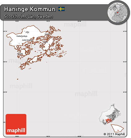 Classic Style Simple Map of Haninge Kommun, cropped outside