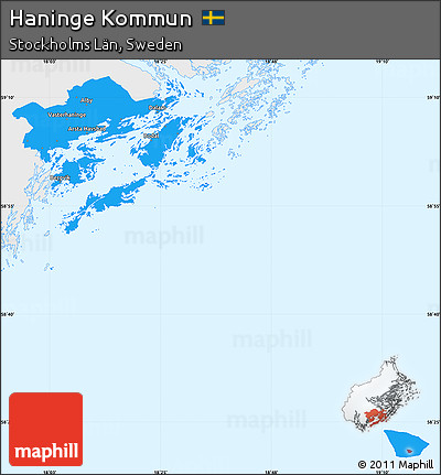 Political Simple Map of Haninge Kommun, single color outside