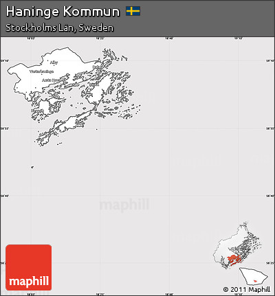 Silver Style Simple Map of Haninge Kommun, cropped outside