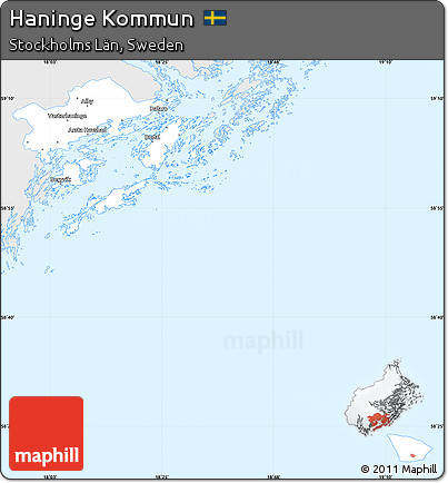 Silver Style Simple Map of Haninge Kommun, single color outside