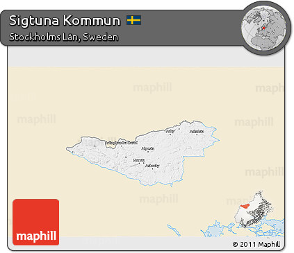 Classic Style 3D Map of Sigtuna Kommun, single color outside