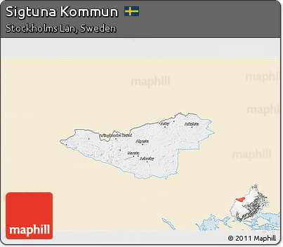 Classic Style 3D Map of Sigtuna Kommun, single color outside