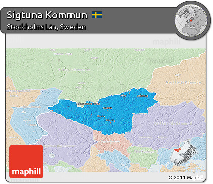 Political 3D Map of Sigtuna Kommun, lighten