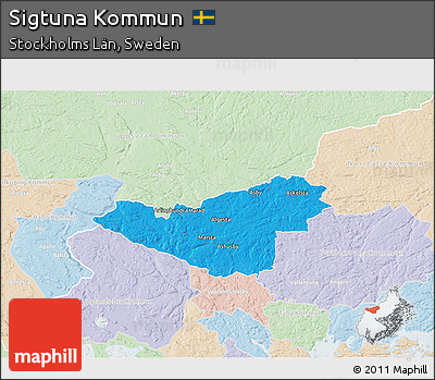 Political 3D Map of Sigtuna Kommun, lighten