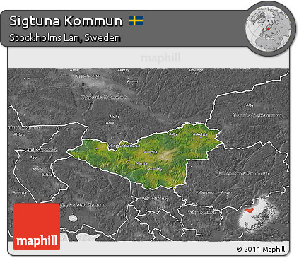 Satellite 3D Map of Sigtuna Kommun, desaturated