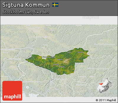 Satellite 3D Map of Sigtuna Kommun, lighten