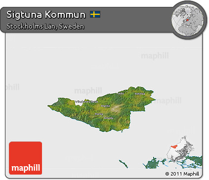 Satellite 3D Map of Sigtuna Kommun, single color outside