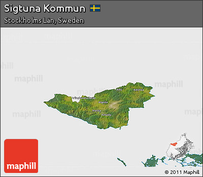 Satellite 3D Map of Sigtuna Kommun, single color outside