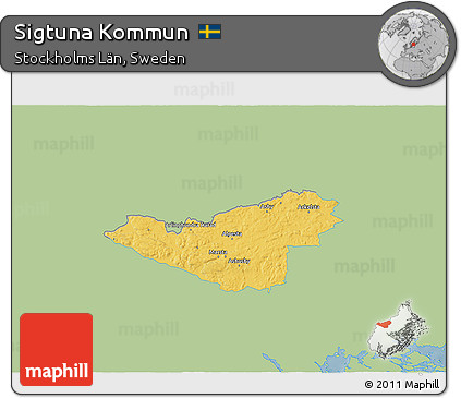 Savanna Style 3D Map of Sigtuna Kommun, single color outside
