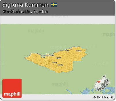 Savanna Style 3D Map of Sigtuna Kommun, single color outside