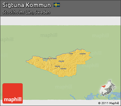 Savanna Style 3D Map of Sigtuna Kommun, single color outside