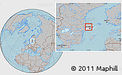 Gray Location Map of Sigtuna Kommun, highlighted parent region, hill shading