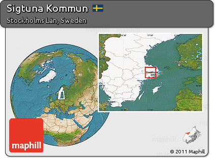 Satellite Location Map of Sigtuna Kommun, highlighted country