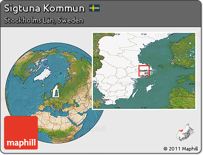 Satellite Location Map of Sigtuna Kommun, highlighted country