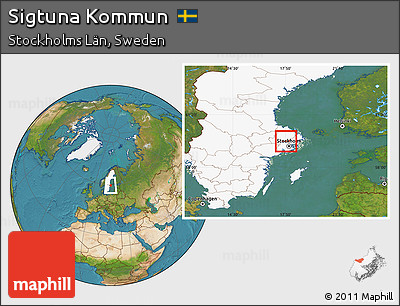 Satellite Location Map of Sigtuna Kommun, highlighted country