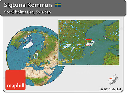 Satellite Location Map of Sigtuna Kommun, highlighted parent region