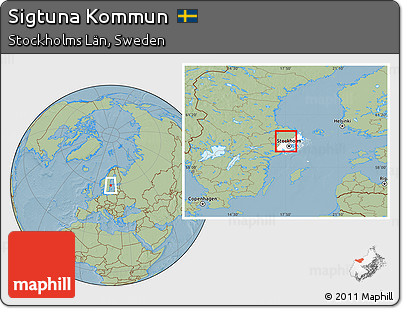 Savanna Style Location Map of Sigtuna Kommun, highlighted parent region, hill shading