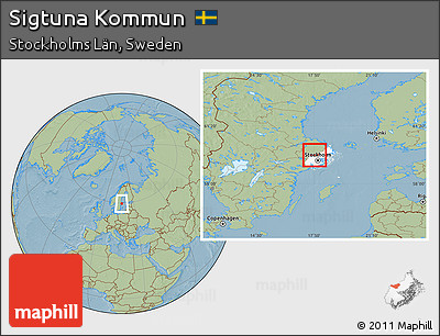 Savanna Style Location Map of Sigtuna Kommun, highlighted parent region, hill shading