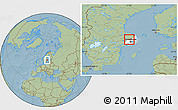 Savanna Style Location Map of Sigtuna Kommun, highlighted parent region, hill shading