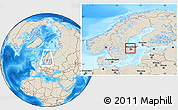 Shaded Relief Location Map of Sigtuna Kommun, within the entire country