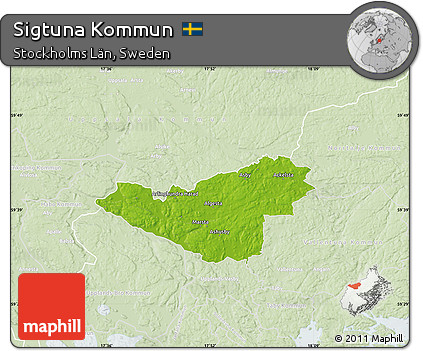 Physical Map of Sigtuna Kommun, lighten