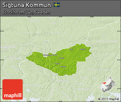 Physical Map of Sigtuna Kommun, lighten