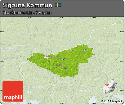 Physical Map of Sigtuna Kommun, lighten