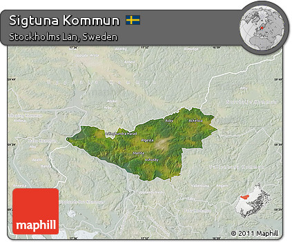 Satellite Map of Sigtuna Kommun, lighten