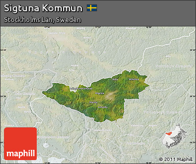Satellite Map of Sigtuna Kommun, lighten