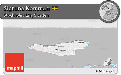 Gray Panoramic Map of Sigtuna Kommun, single color outside