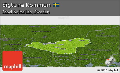 Physical Panoramic Map of Sigtuna Kommun, darken