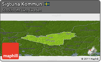 Physical Panoramic Map of Sigtuna Kommun, darken