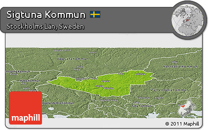 Physical Panoramic Map of Sigtuna Kommun, semi-desaturated