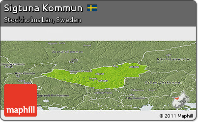 Physical Panoramic Map of Sigtuna Kommun, semi-desaturated