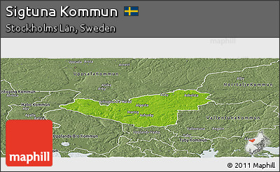Physical Panoramic Map of Sigtuna Kommun, semi-desaturated