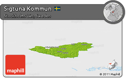 Physical Panoramic Map of Sigtuna Kommun, single color outside