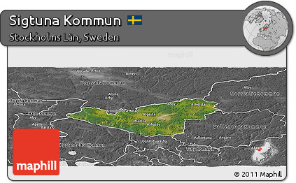 Satellite Panoramic Map of Sigtuna Kommun, desaturated