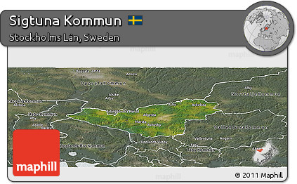 Satellite Panoramic Map of Sigtuna Kommun, semi-desaturated