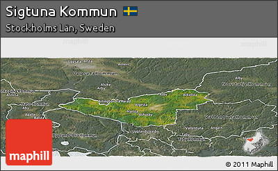 Satellite Panoramic Map of Sigtuna Kommun, semi-desaturated