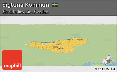 Savanna Style Panoramic Map of Sigtuna Kommun, single color outside