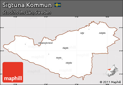 Classic Style Simple Map of Sigtuna Kommun, cropped outside