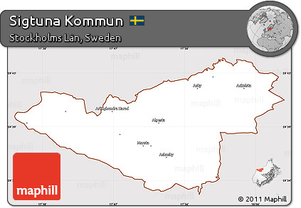 Classic Style Simple Map of Sigtuna Kommun, cropped outside