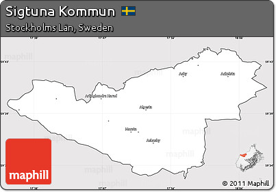 Silver Style Simple Map of Sigtuna Kommun, cropped outside