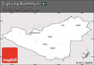Silver Style Simple Map of Sigtuna Kommun, cropped outside